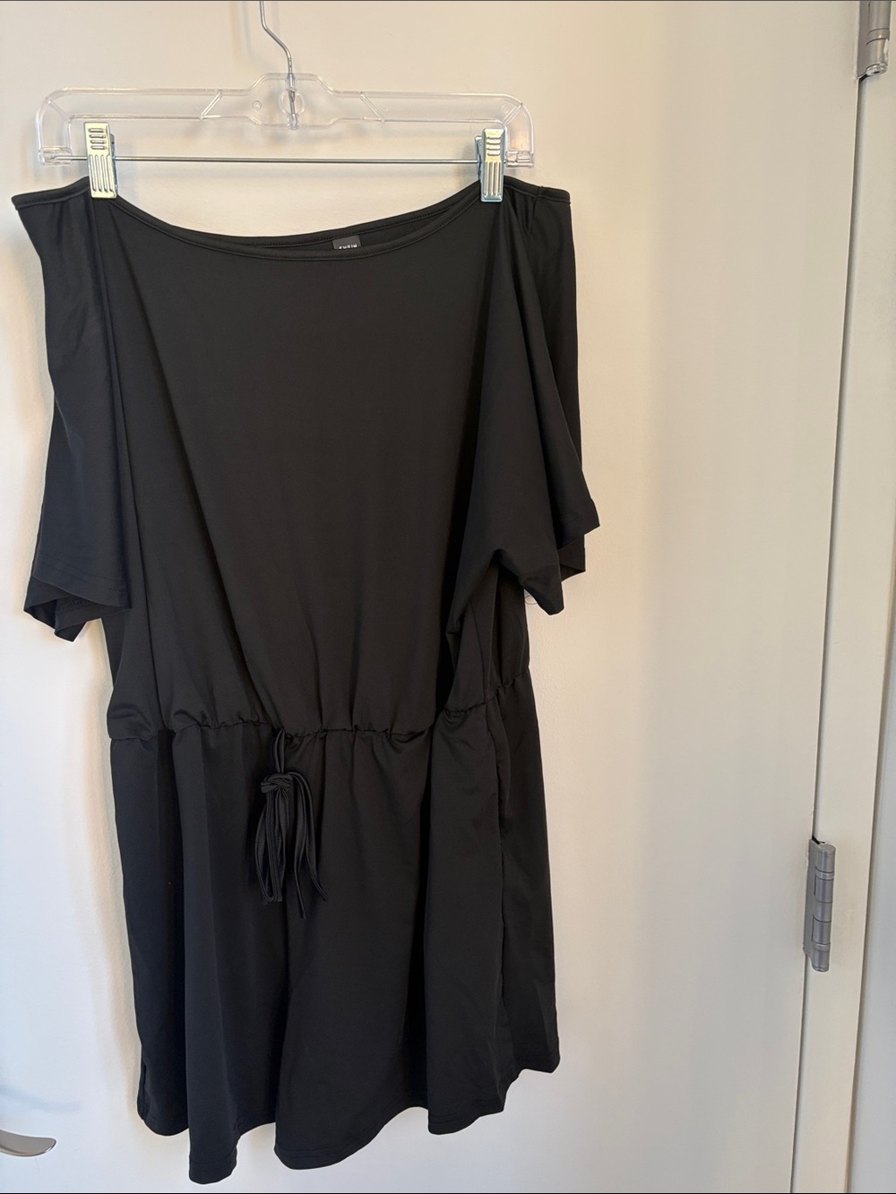 NWT Black Shoulder Drawstring Dress